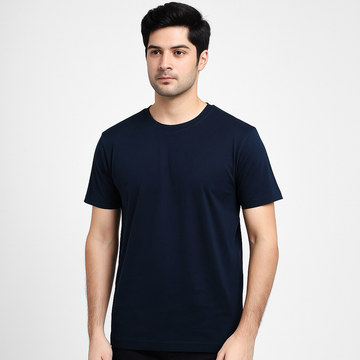 Men’s Regular Fit Pure Cotton Navy Blue T-Shirt | Classic Everyday Tee