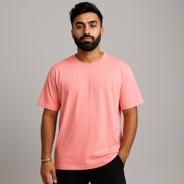 Men’s Premium Oversized Pink T-Shirt | French Terry Cotton | Casual Streetwear