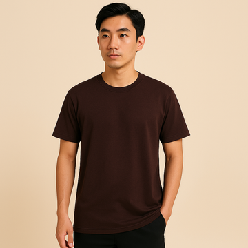 Men’s Regular Fit Pure Cotton Brown T-Shirt | Classic Everyday Tee