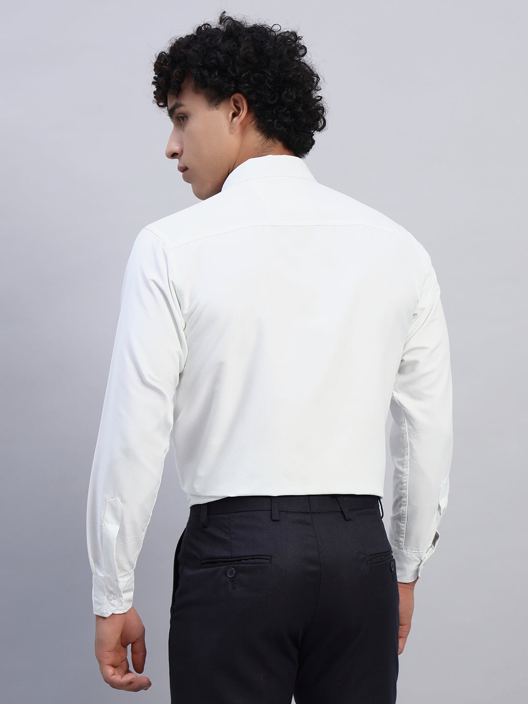 Men's classic white formal full-sleeve shirt back view — SMOKHEAD corporate office wear with elegant fit