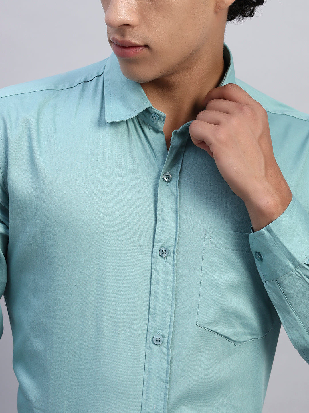 Men's Formal Forest Green Cotton Shirt – Slim Fit, Full Sleeves