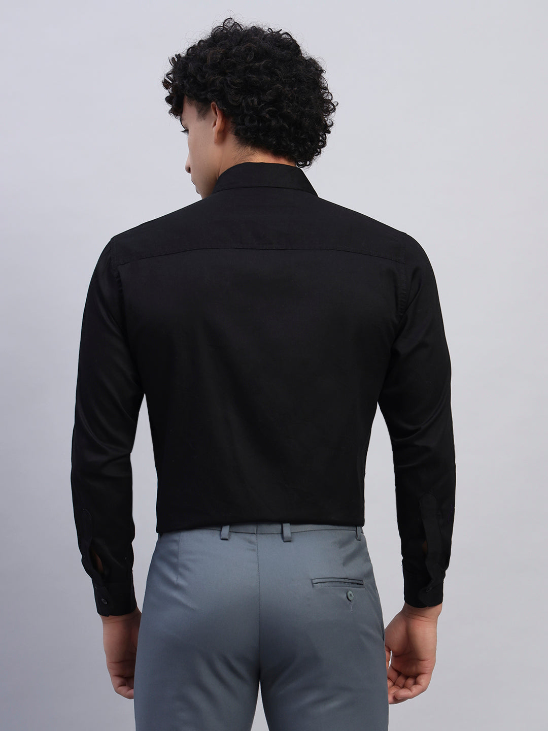 Men's black formal full-sleeve shirt back view — SMOKHEAD premium office wear collection