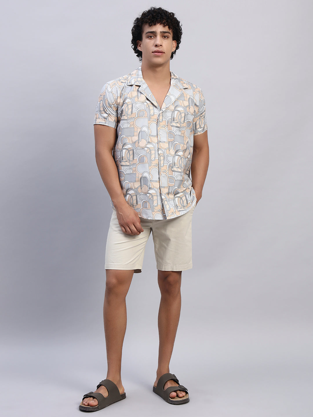 Men's Abstract Pattern Shirt – Vacation Style with Cuban Collar