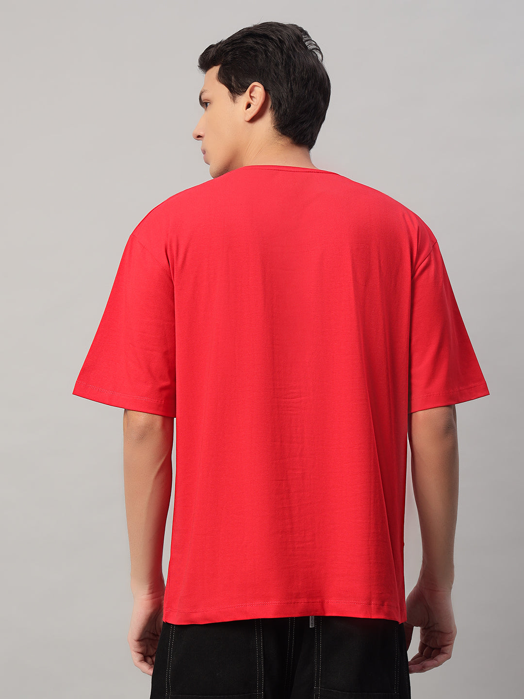 Back View – SMOKHEAD Oversized Color Block T-Shirt in Red and Orange for Men with Clean Back Design