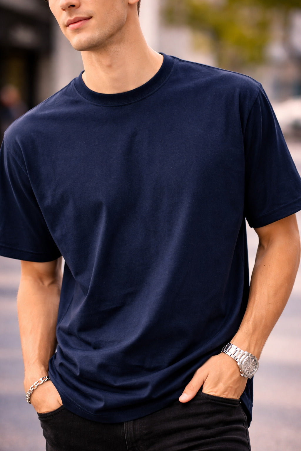 Men’s Regular Fit Pure Cotton Navy Blue T-Shirt | Classic Everyday Tee