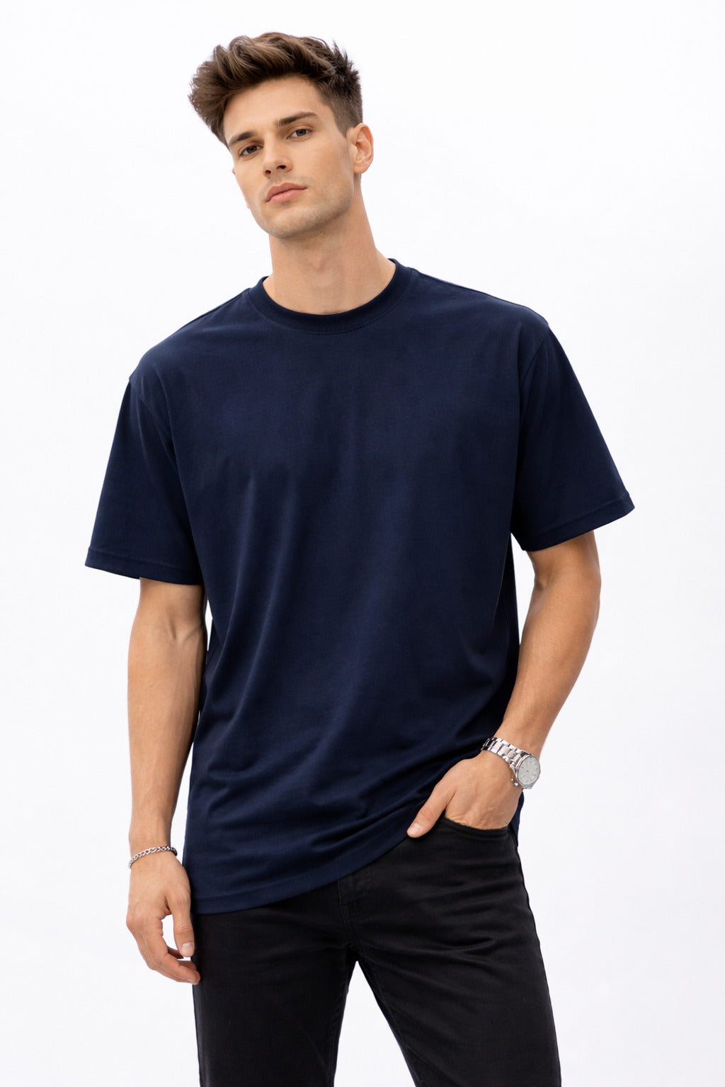 Men’s Regular Fit Pure Cotton Navy Blue T-Shirt | Classic Everyday Tee