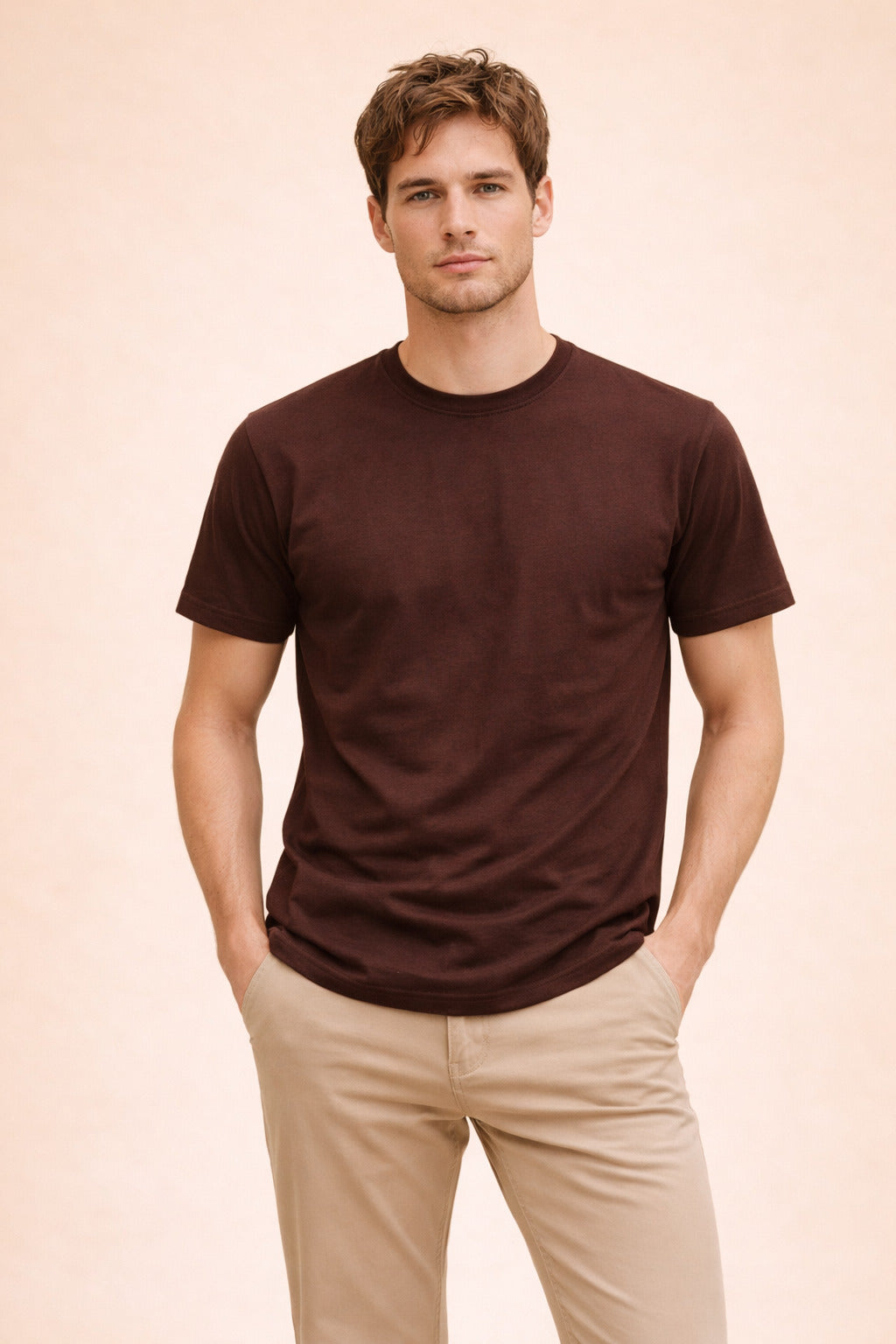 Men’s Regular Fit Pure Cotton Brown T-Shirt | Classic Everyday Tee