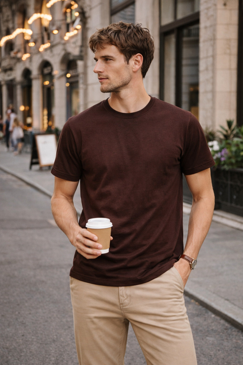 Men’s Regular Fit Pure Cotton Brown T-Shirt | Classic Everyday Tee