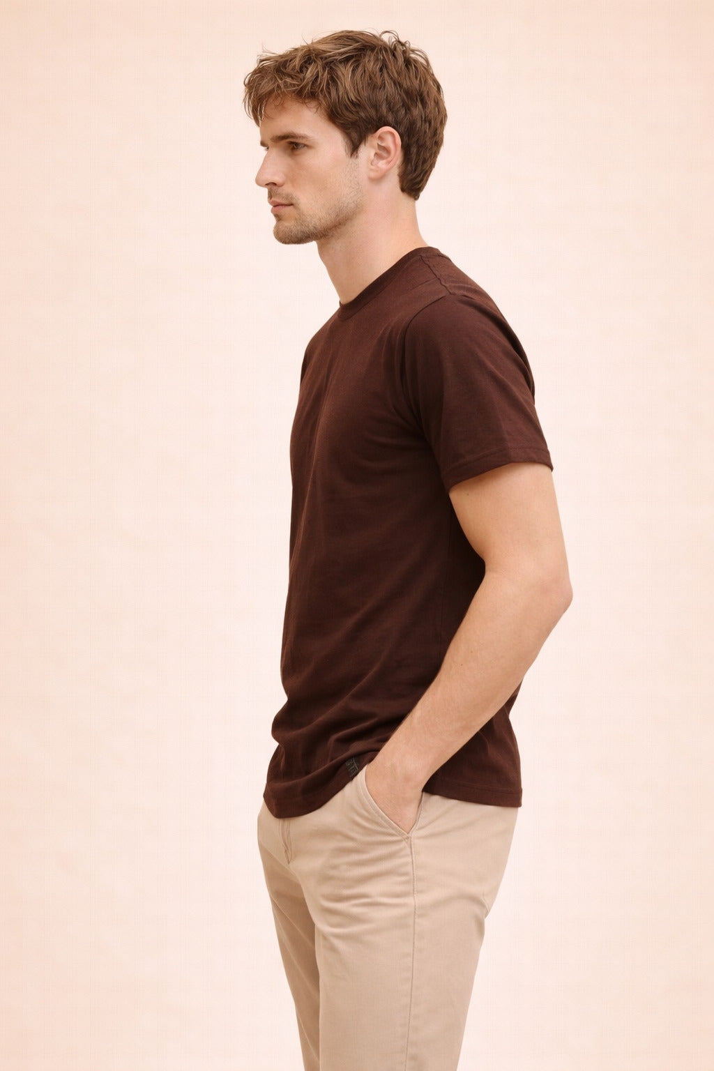 Men’s Regular Fit Pure Cotton Brown T-Shirt | Classic Everyday Tee