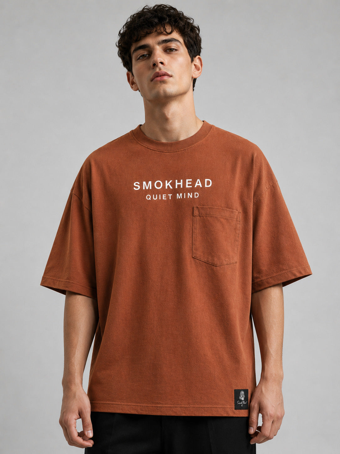 SMOKHEAD Men's Oversized Pocket T-Shirt | Premium Cotton Relaxed Fit Streetwear Tee