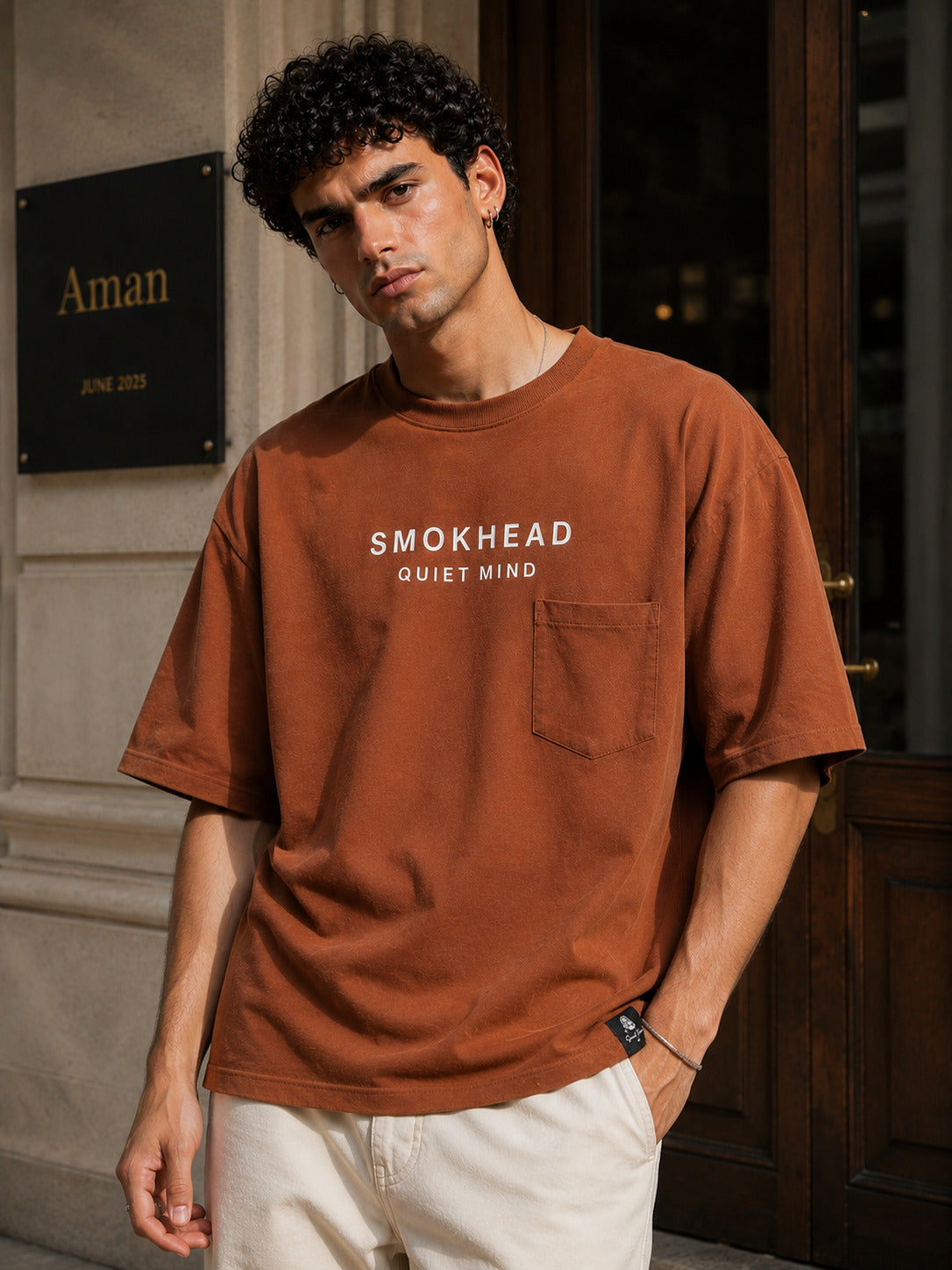 SMOKHEAD Men's Oversized Pocket T-Shirt | Premium Cotton Relaxed Fit Streetwear Tee
