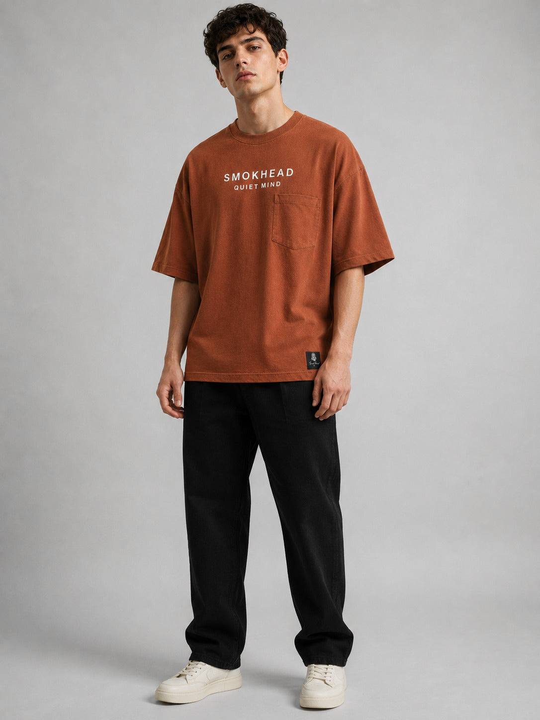 SMOKHEAD Men's Oversized Pocket T-Shirt | Premium Cotton Relaxed Fit Streetwear Tee
