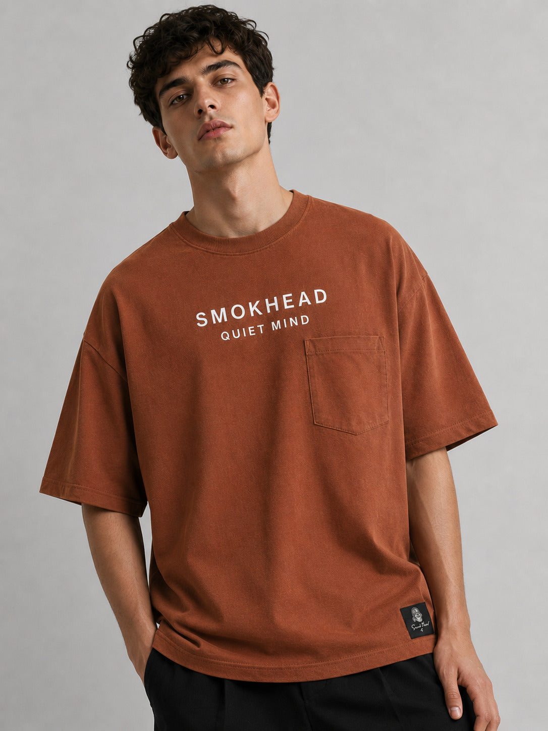 SMOKHEAD Men's Oversized Pocket T-Shirt | Premium Cotton Relaxed Fit Streetwear Tee