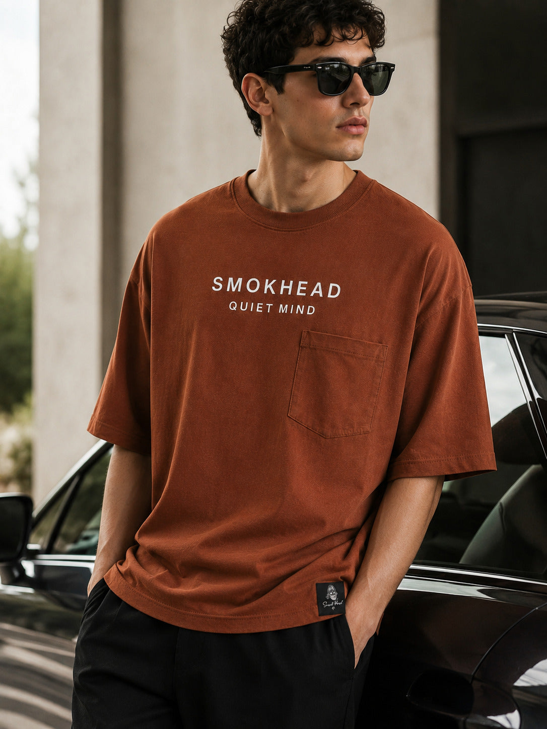 SMOKHEAD Men's Oversized Pocket T-Shirt | Premium Cotton Relaxed Fit Streetwear Tee