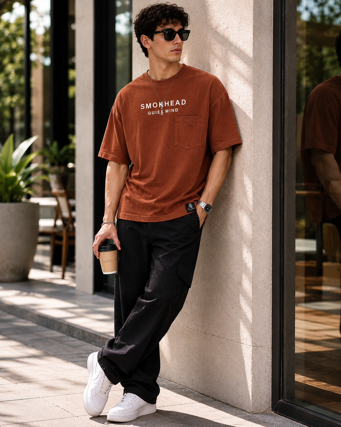 SMOKHEAD Men's Oversized Pocket T-Shirt | Premium Cotton Relaxed Fit Streetwear Tee