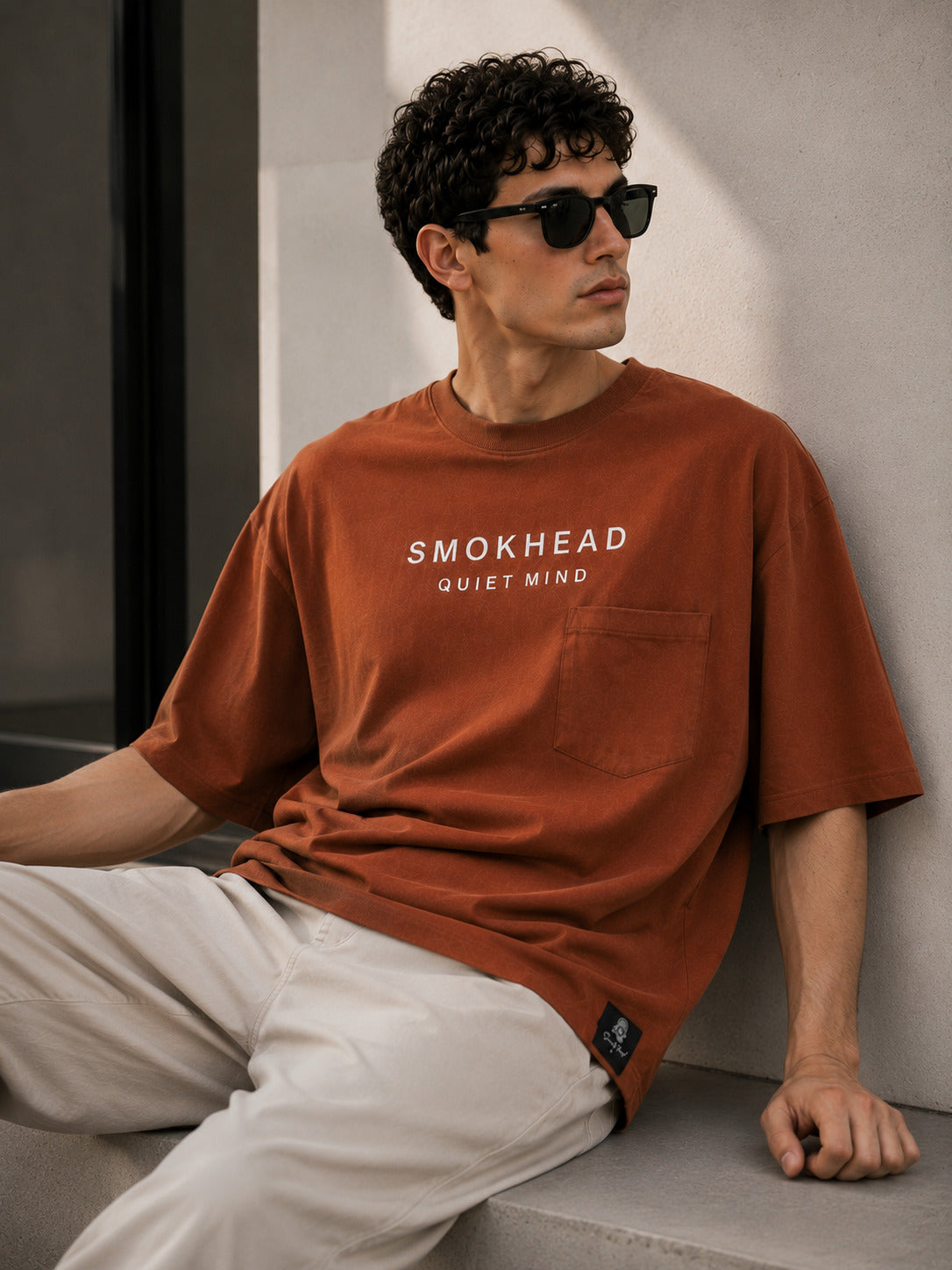 SMOKHEAD Men's Oversized Pocket T-Shirt | Premium Cotton Relaxed Fit Streetwear Tee