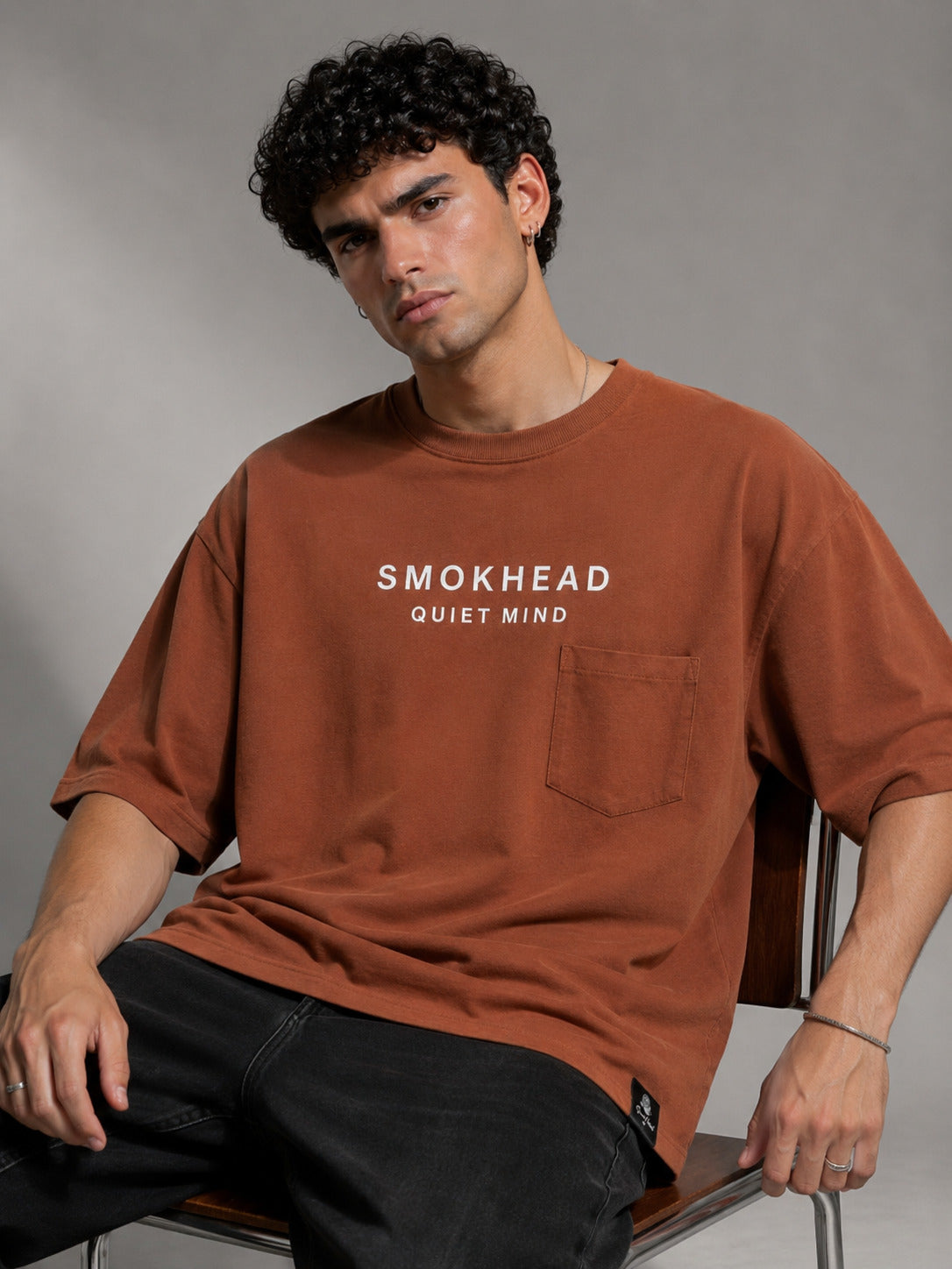 SMOKHEAD Men's Oversized Pocket T-Shirt | Premium Cotton Relaxed Fit Streetwear Tee