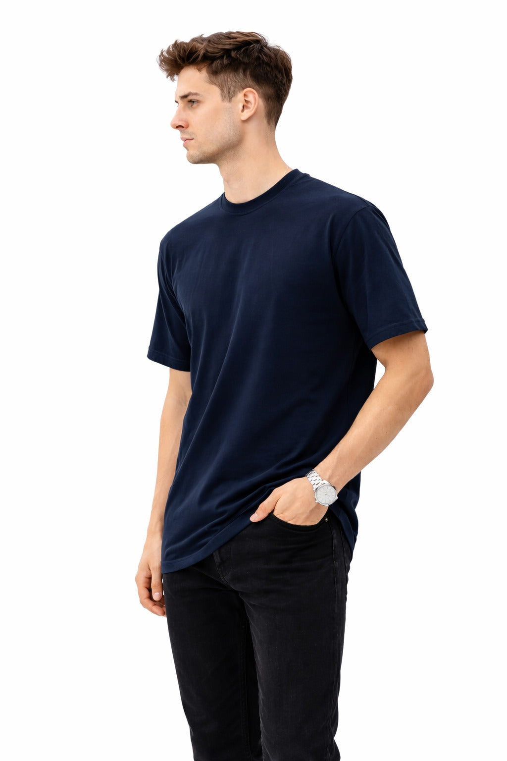 Men’s Regular Fit Pure Cotton Navy Blue T-Shirt | Classic Everyday Tee