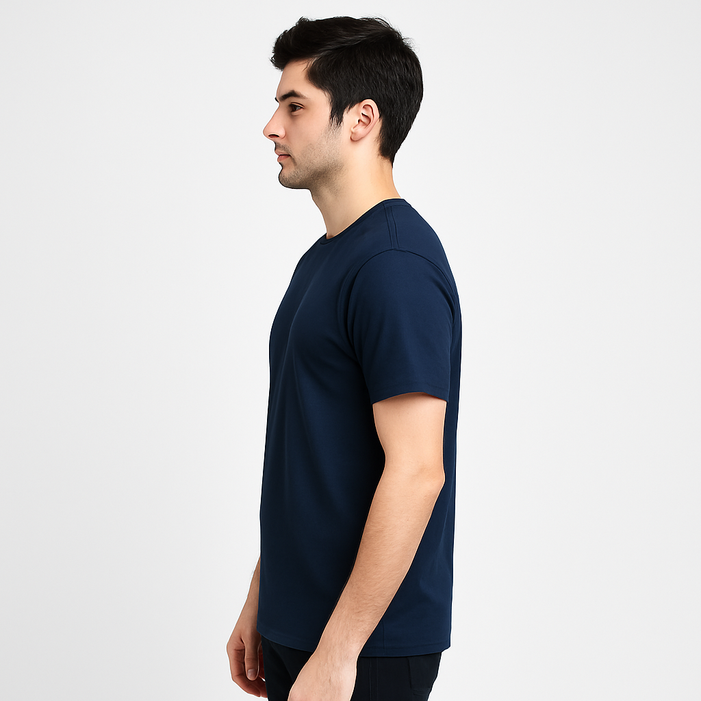 Men’s Regular Fit Pure Cotton Navy Blue T-Shirt | Classic Everyday Tee