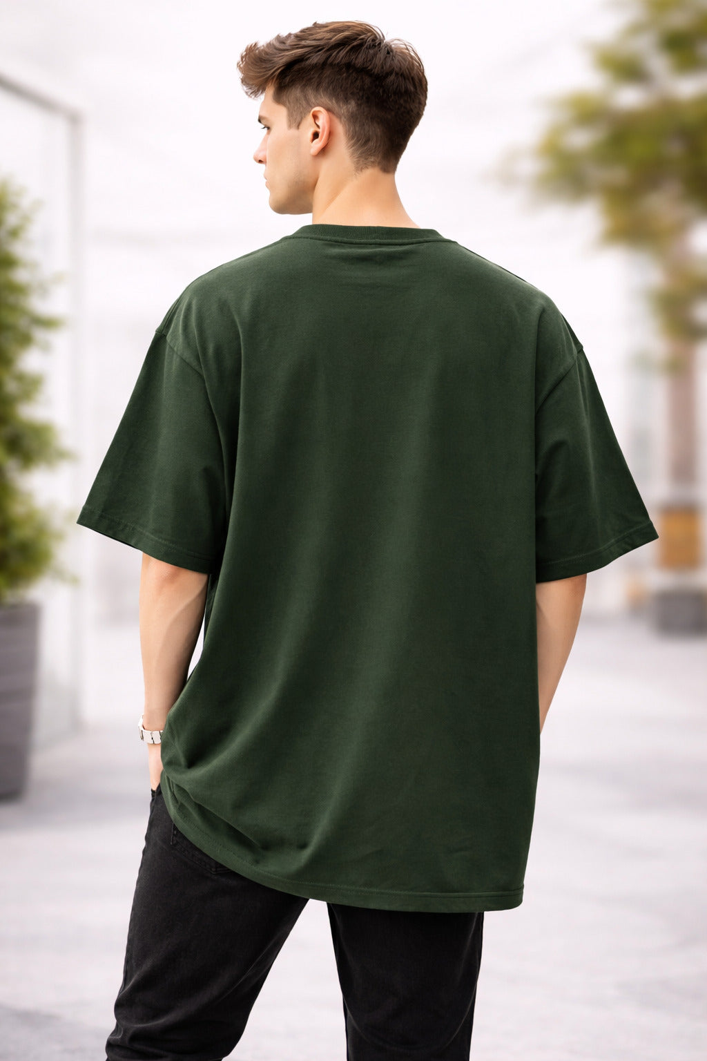 Men’s Premium Oversized Green T-Shirt | Relaxed Fit | Casual Streetwear