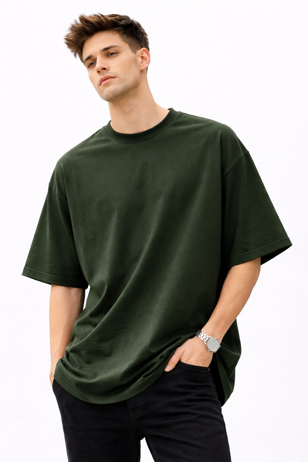 Men’s Premium Oversized Green T-Shirt | Relaxed Fit | Casual Streetwear