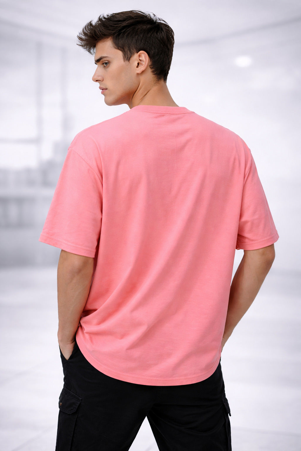 Men’s Premium Oversized Pink T-Shirt | French Terry Cotton | Casual Streetwear