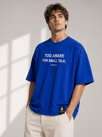 SMOKHEAD Too Aware For Small Talk Oversized T-Shirt for Men | Premium Cotton Relaxed Fit Streetwear Tee