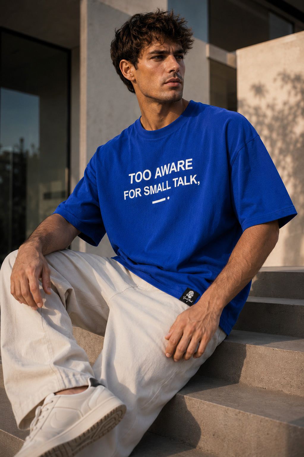 SMOKHEAD Too Aware For Small Talk Oversized T-Shirt for Men | Premium Cotton Relaxed Fit Streetwear Tee