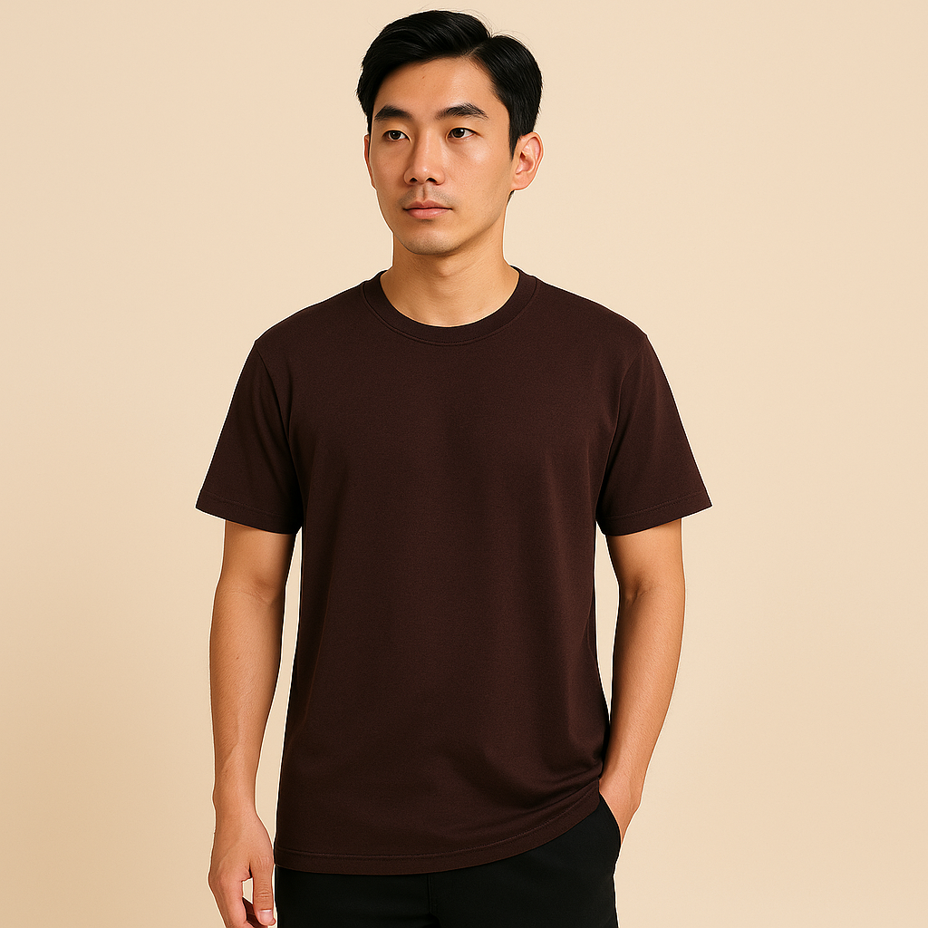 Men’s Regular Fit Pure Cotton Brown T-Shirt | Classic Everyday Tee
