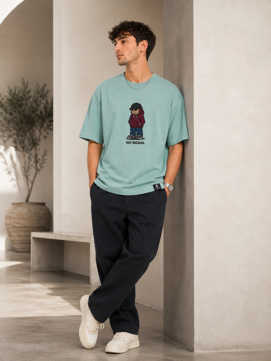SMOKHEAD No Signal Oversized Graphic T-Shirt – Mint Green