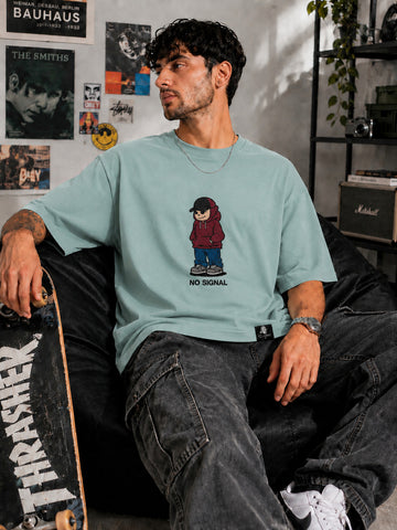 SMOKHEAD No Signal Oversized Graphic T-Shirt – Mint Green