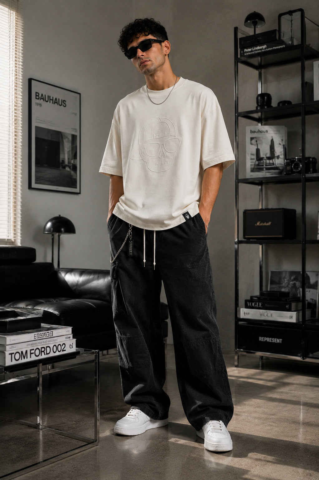 SMOKHEAD Ghost Puff Print Oversized T-Shirt – Off White