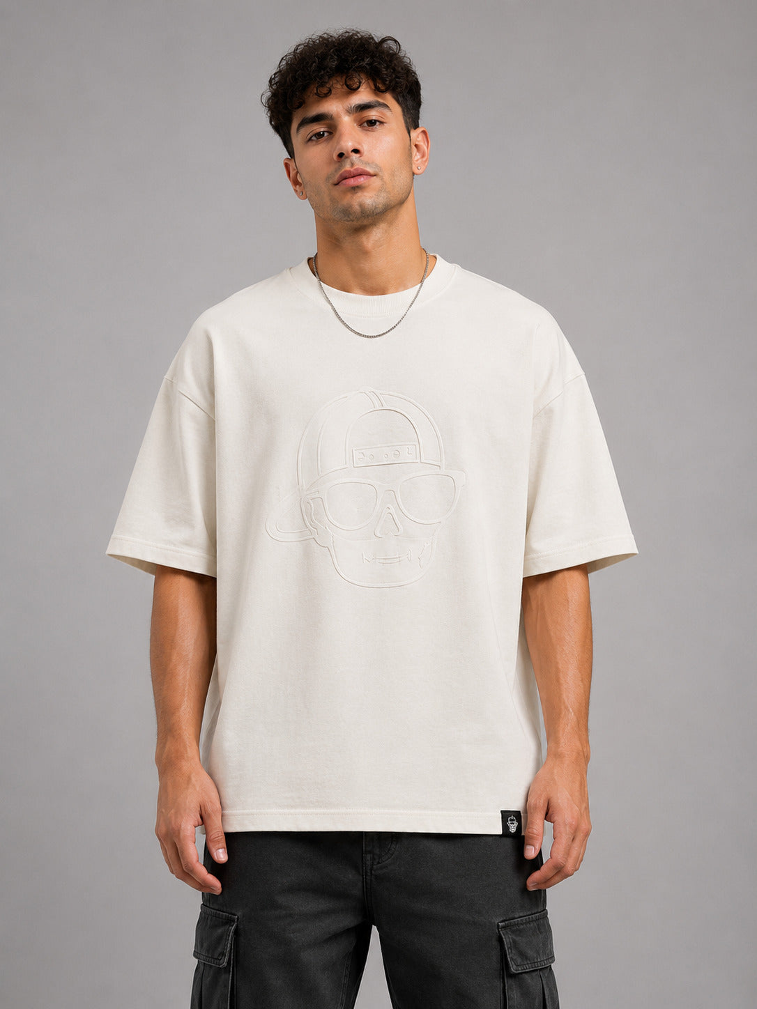 SMOKHEAD Ghost Puff Print Oversized T-Shirt – Off White