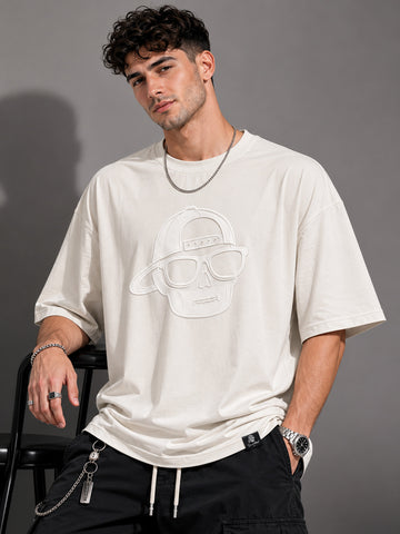 SMOKHEAD Ghost Puff Print Oversized T-Shirt – Off White