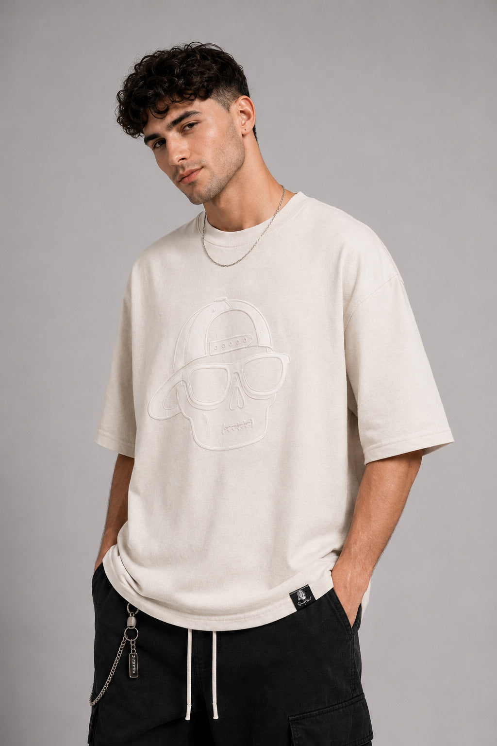 SMOKHEAD Ghost Puff Print Oversized T-Shirt – Off White